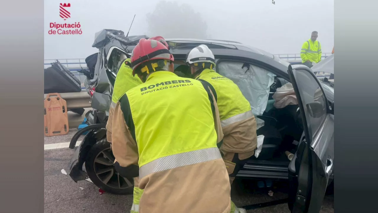 Grave accidente en la AP-7 en Castellón: un muerto, 40 vehículos implicados y varios heridos