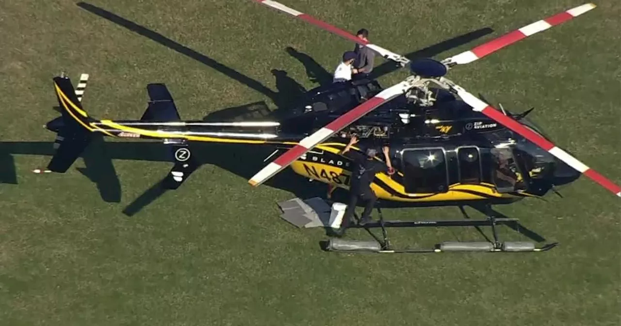 Helicopter lands in N.J. high school baseball field