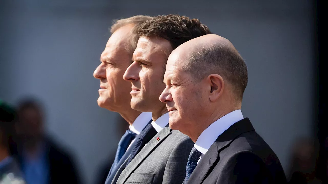  Scholz, Macron und Tusk versprechen der Ukraine mehr Waffen