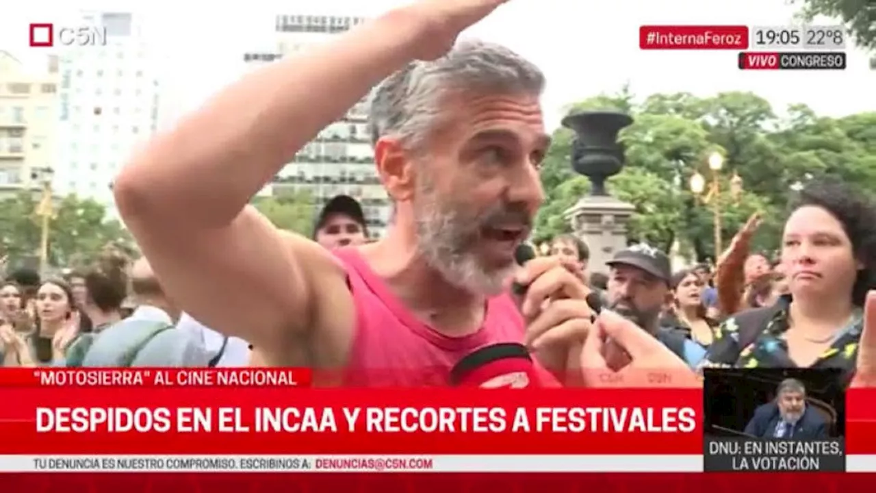 Leo Sbaraglia dijo presente en la manifestación contra el vaciamiento del INCAA