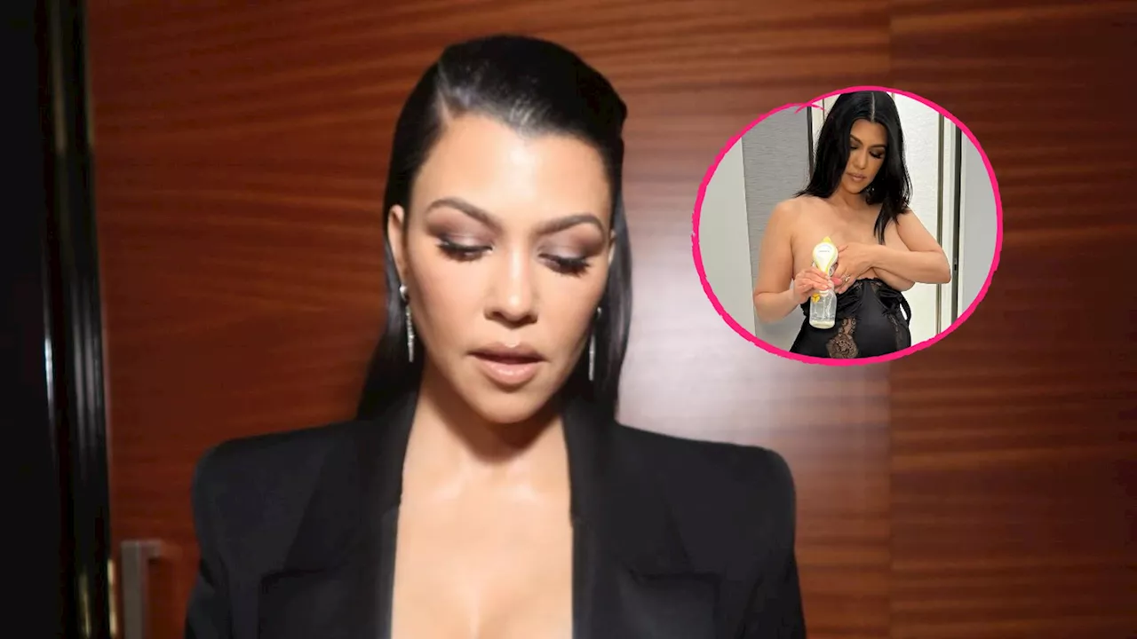 Kourtney Kardashians posiert mit Milchpumpe für Foto