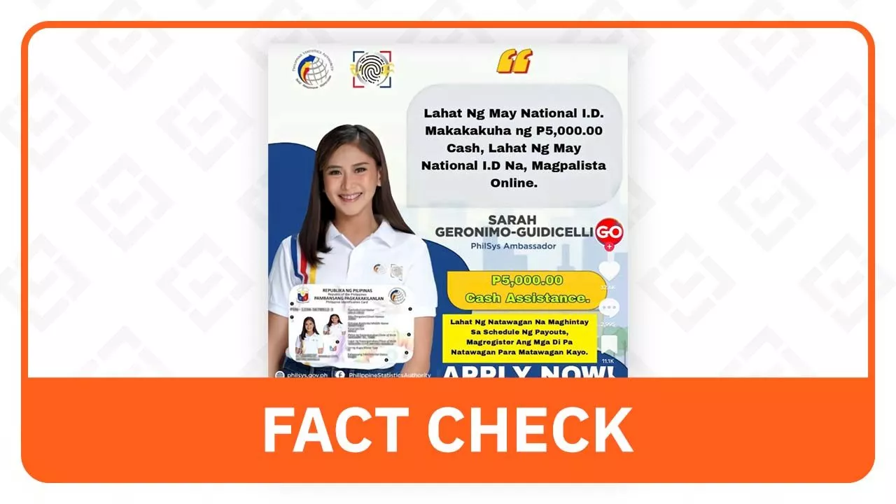 FACT CHECK: No PhilSys program offering P5,000 aid for national ID holders