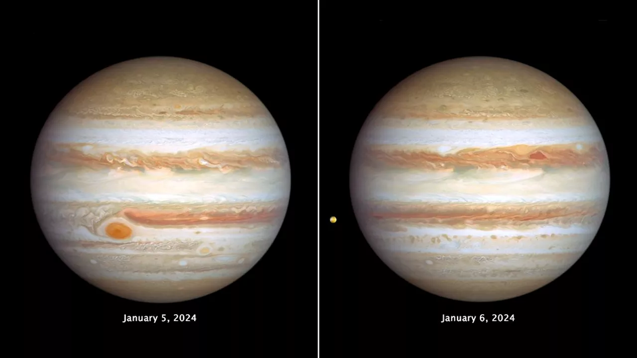 Hubble Telescope spies stormy weather and a shrinking Great Red Spot on Jupiter (video)