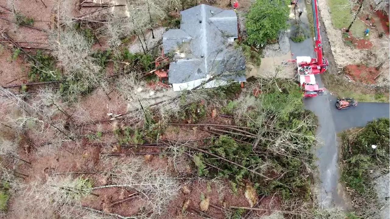 WATCH: Drone video shows tornado's path of destruction in Arkansas