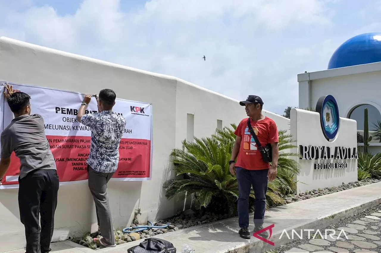 KPK bersama Bapenda Lombok Utara pasang spanduk pemberitahuan penunggak pajak