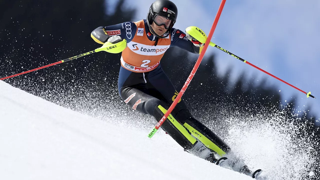 Swedish skier Swenn Larsson leads Shiffrin after 1st run of season-ending World Cup slalom