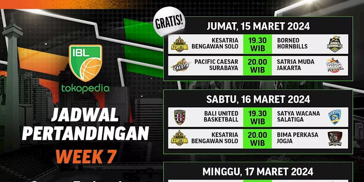 Jadwal Siaran Langsung Pekan 7 IBL Indonesia 2024 di Vidio, 15-17 Maret 2024