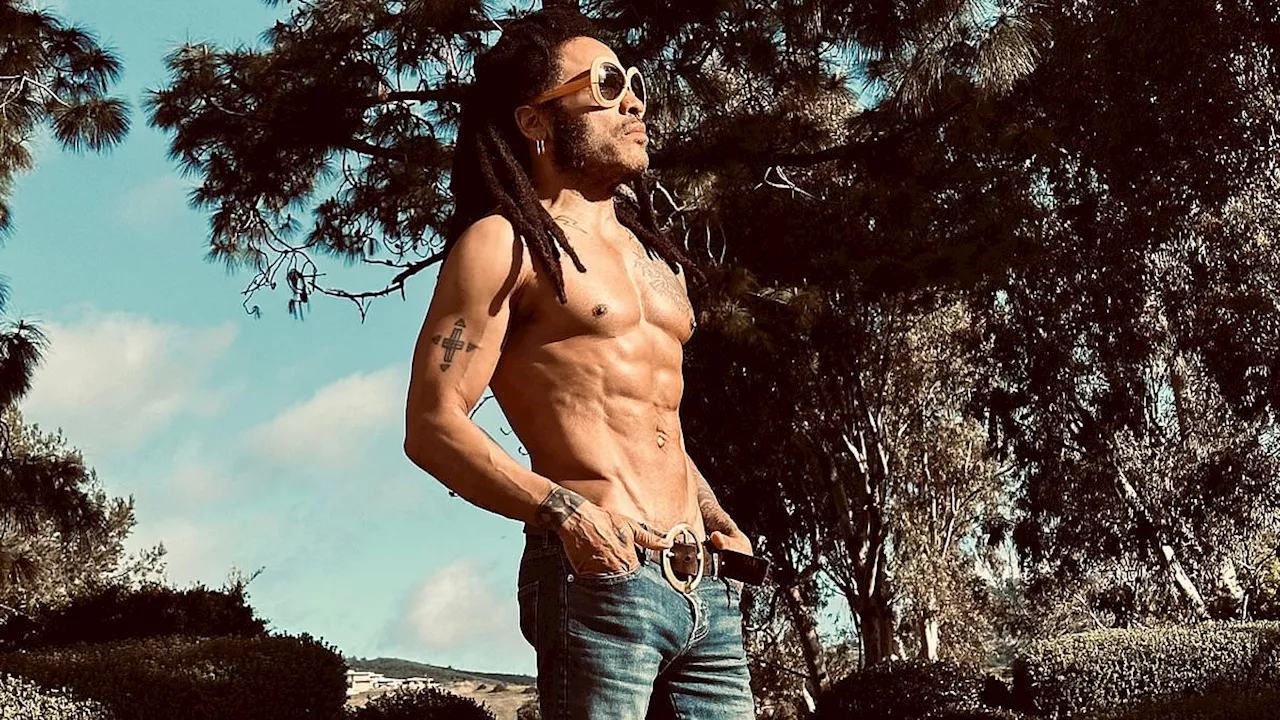 Lenny Kravitz, 59, showcases very impressive physique as he goes shirtless in social media snap......