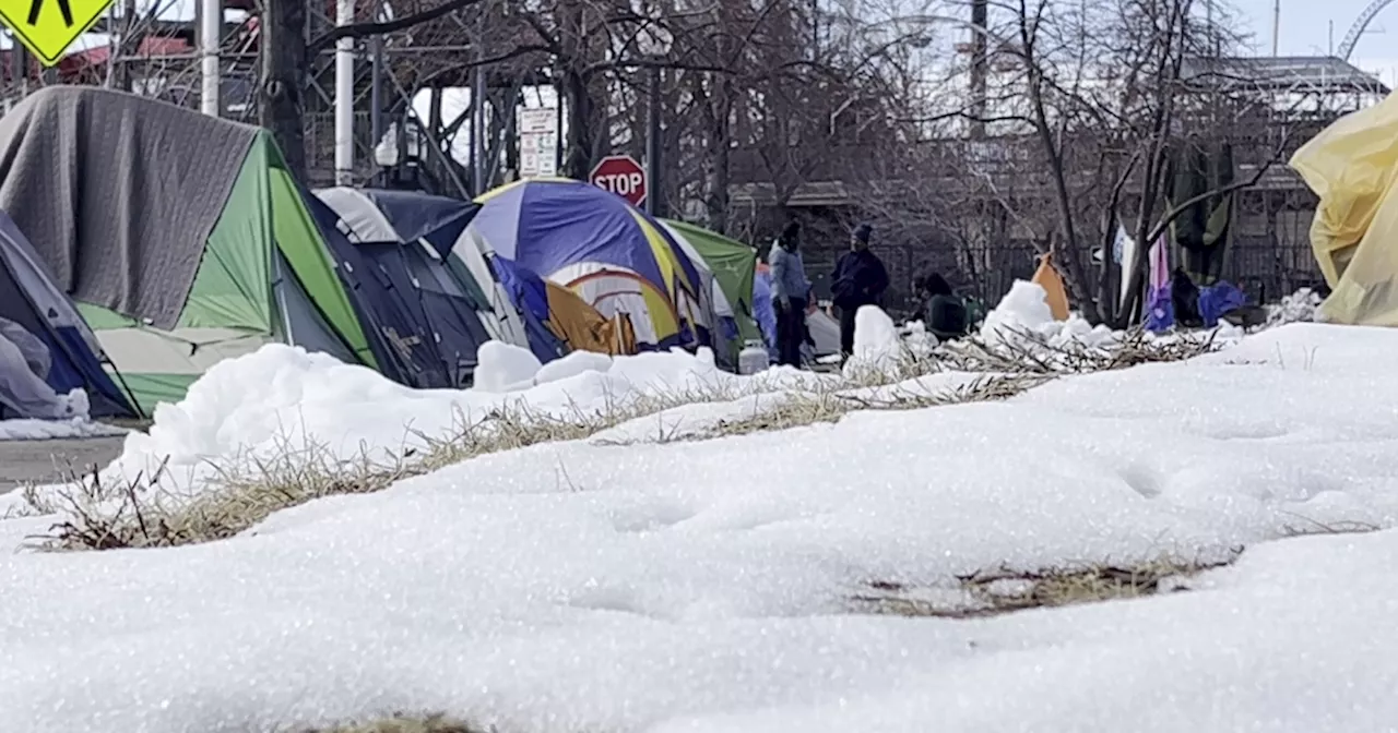 Encampment near Elitch Gardens still up after storm, set to close at the end of month