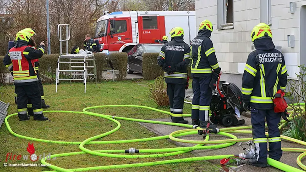 Oö: Schwieriger Löscheinsatz bei Feuer in brandlastreicher Mehrparteienhauswohnung in Hörsching