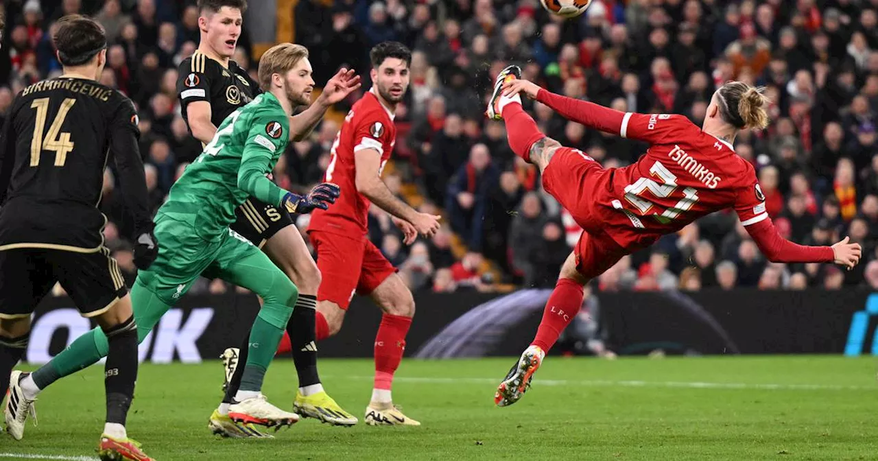 Liverpool hit Sparta Prague for six to ease through to Europa League quarter-finals