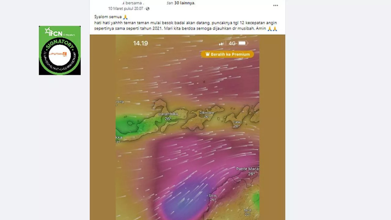 Cek Fakta: Tidak Terbukti Wilayah NTT Dilanda Badai pada 12 Maret 2024