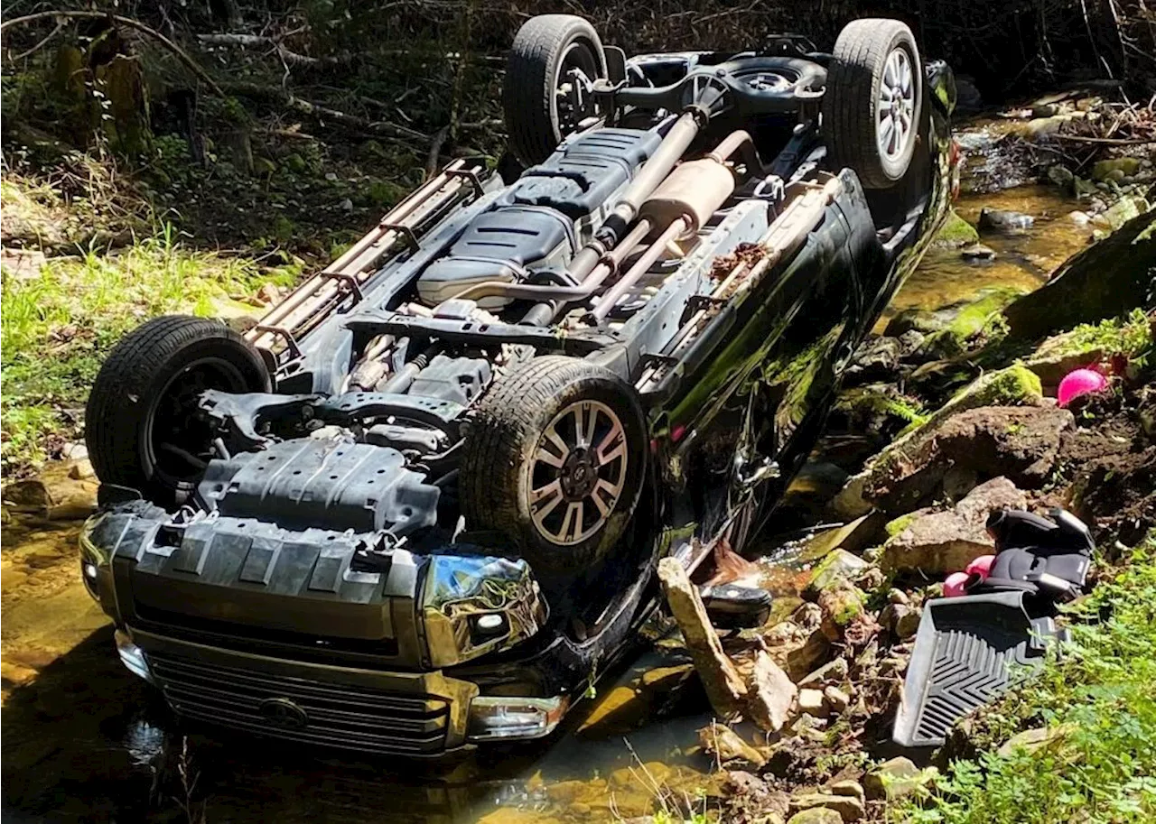 Santa Cruz County rollover leaves family, truck overturned in creek