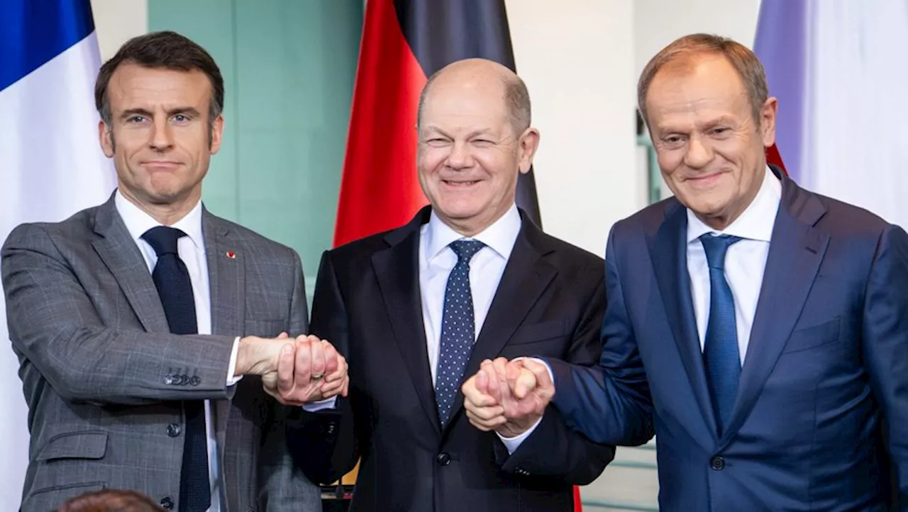 Lors du sommet de Berlin, sur l'Ukraine, Emmanuel Macron, Olaf Scholz et Donald Tusk ont affiché leur unité