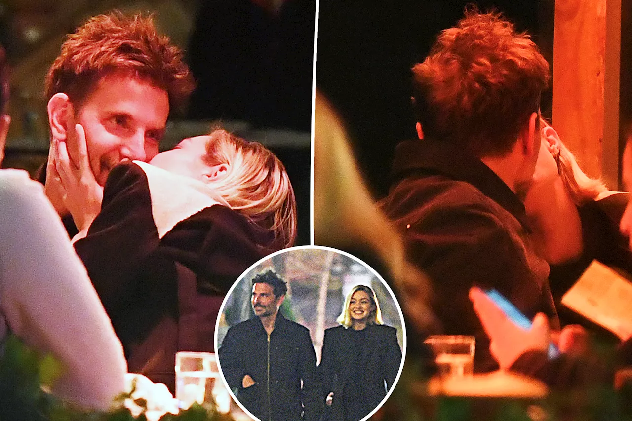 Gigi Hadid plants a kiss on Bradley Cooper during PDA-packed date night in NYC