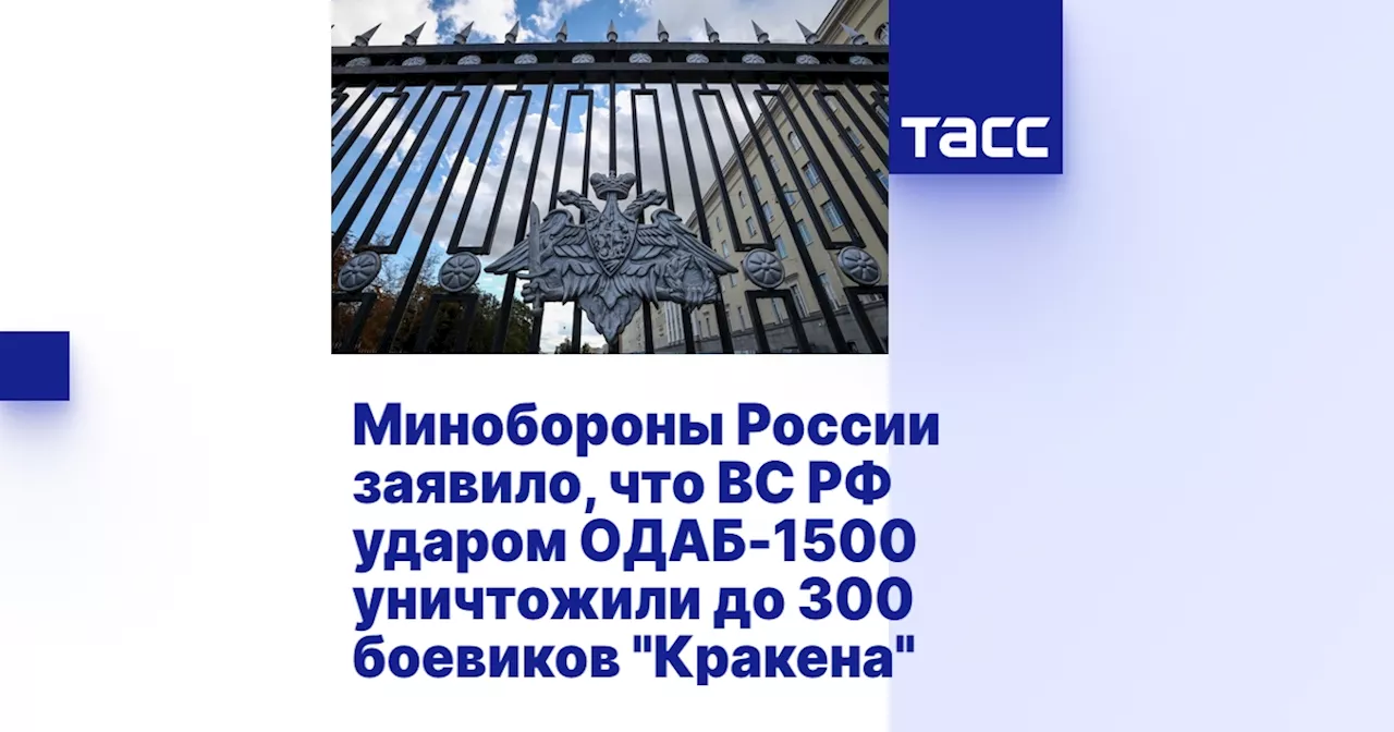 Минобороны России заявило, что ВС РФ ударом ОДАБ-1500 уничтожили до 300 боевиков 'Кракена'