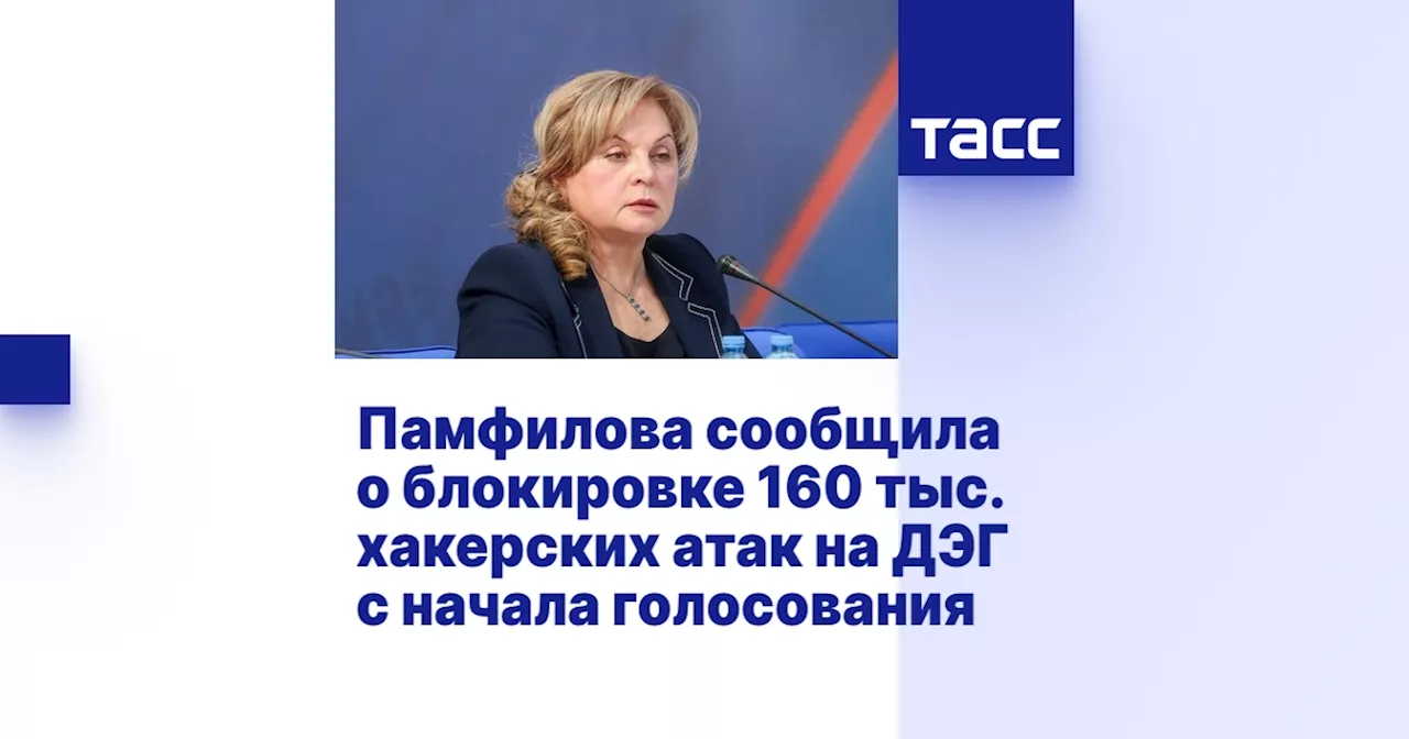 Памфилова сообщила о блокировке 160 тыс. хакерских атак на ДЭГ с начала голосования