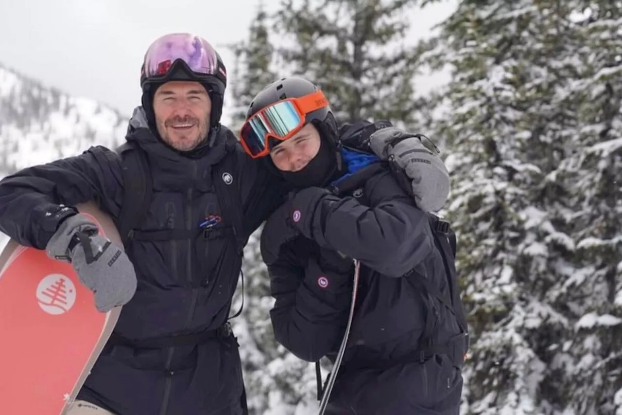 David Beckham ‘bends’ it on the slopes in Fernie