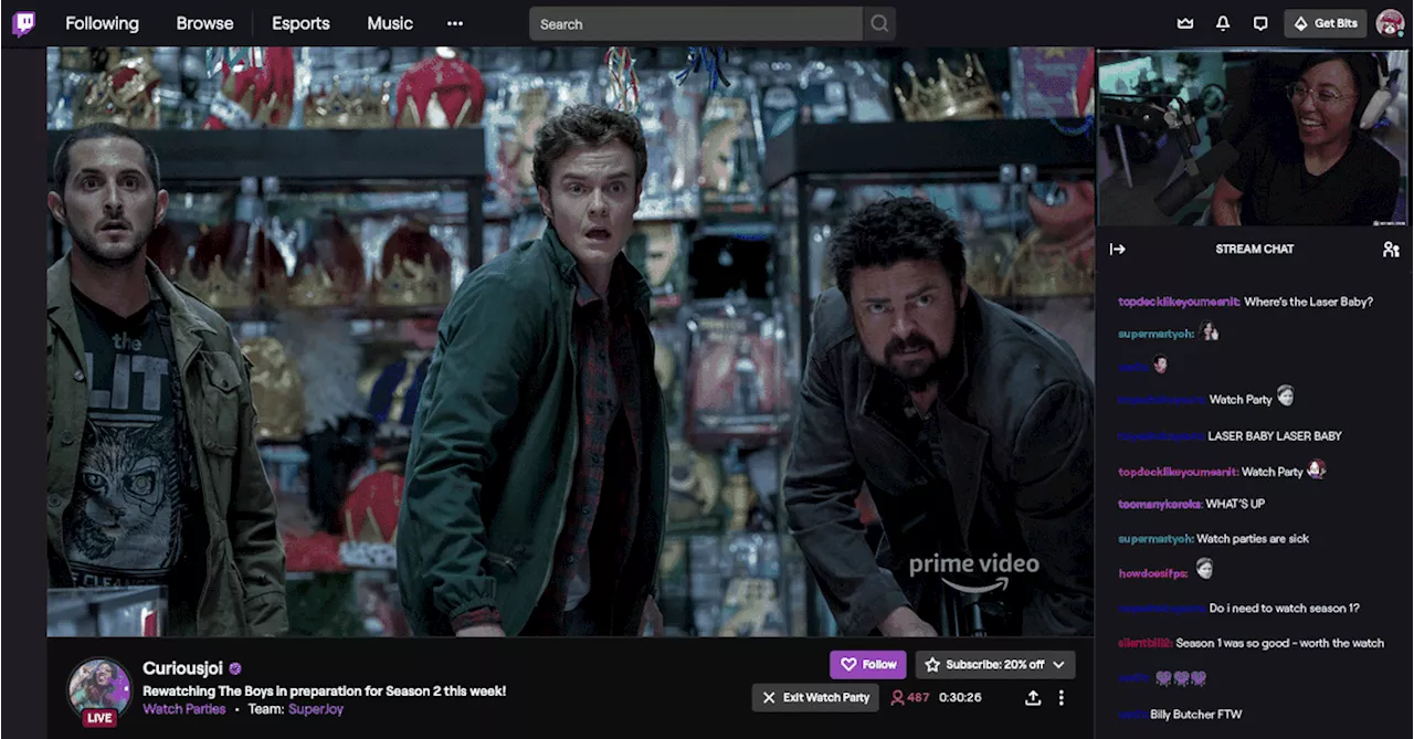 Twitch now lets anyone host an online movie party with the Amazon Prime Video library