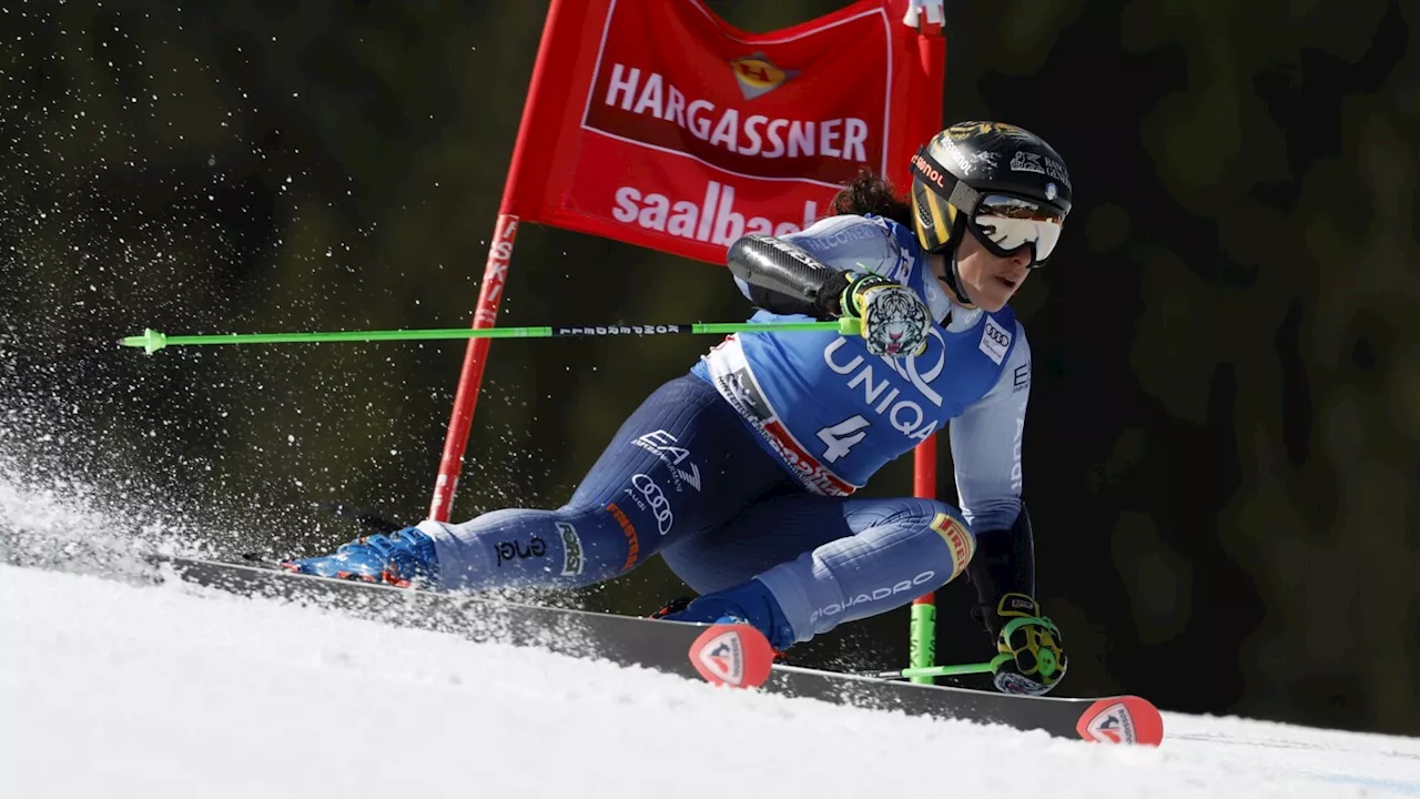 Italian skier Brignone leads season-ending GS to keep pressure on standings leader Gut-Behrami