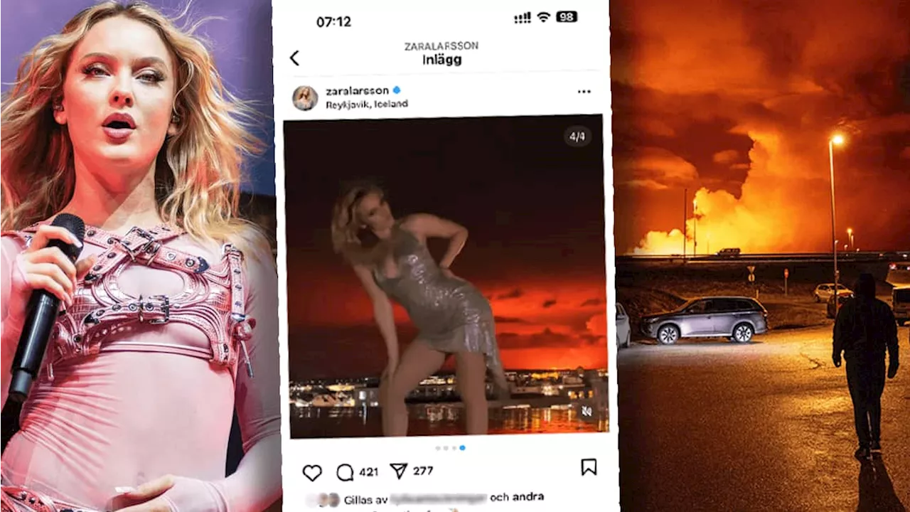 Zara Larsson mitt i dramat efter vulkanutbrott på Island