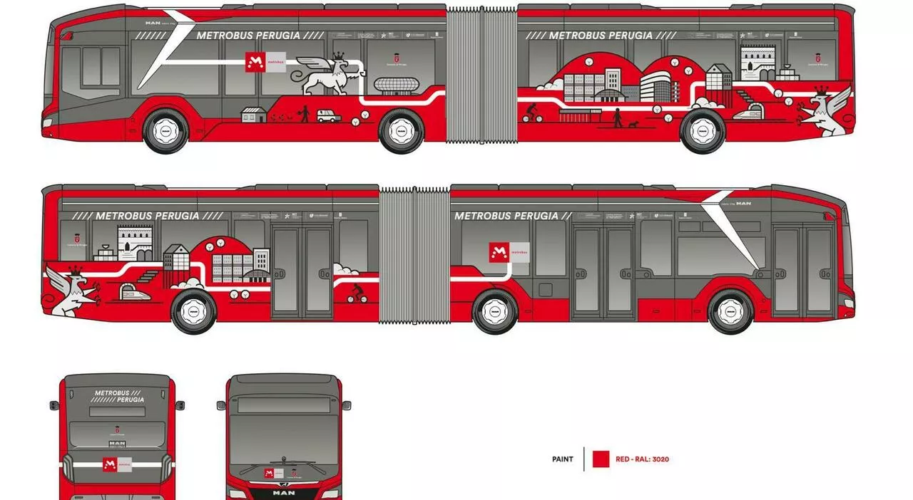 Perugia, il nuovo Metrobus entro giugno 2026. Nella livrea il grifo e i simboli della città. Il Comune raccont