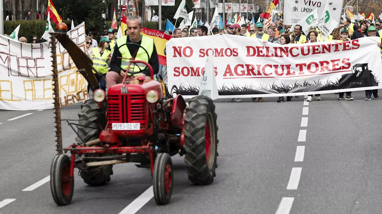 El campo protesta por tercera vez en Madrid: 'No somos delincuentes, somos agricultores'