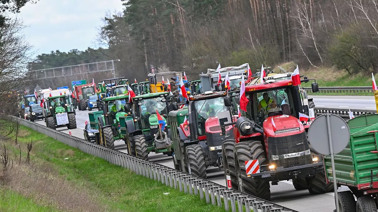 Berlin & Brandenburg: Grenzübergang gesperrt: Bauern blockieren Autobahn in Polen