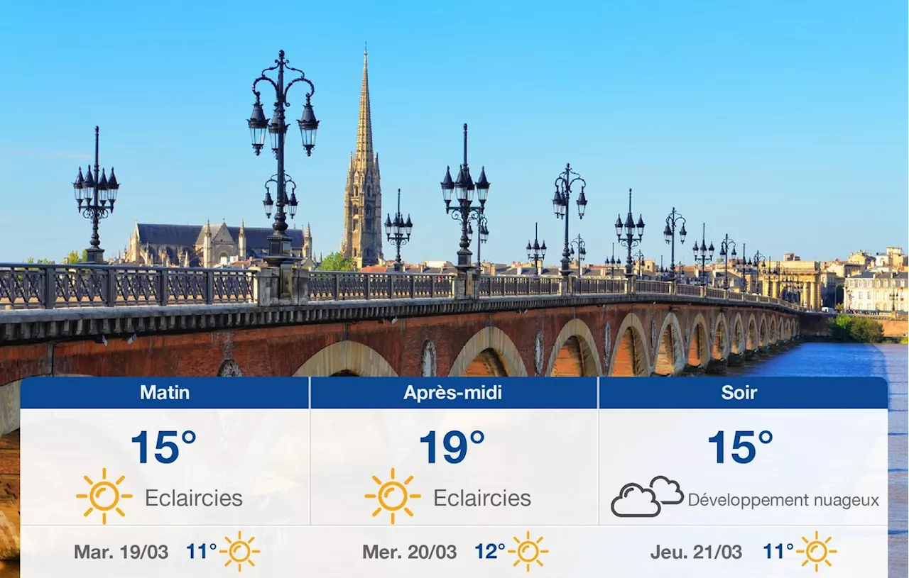 Prévisions météo du lundi 18 mars 2024 à Bordeaux