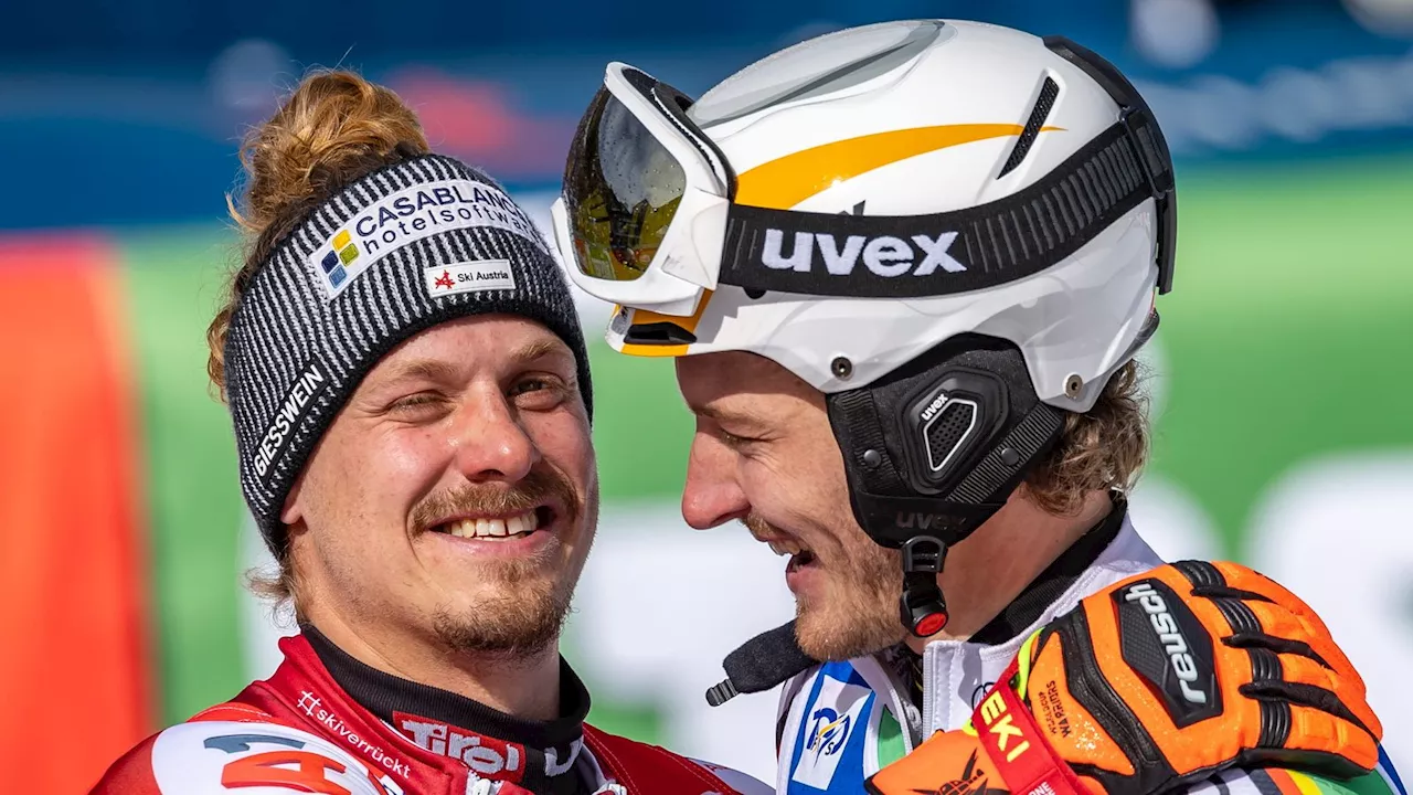 Deutscher Skirennfahrer Linus Straßer kämpft im Slalom in Saalbach-Hinterglemm