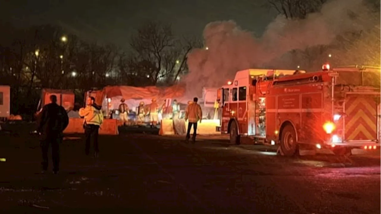 Trailer catches fire at Gatineau encampment