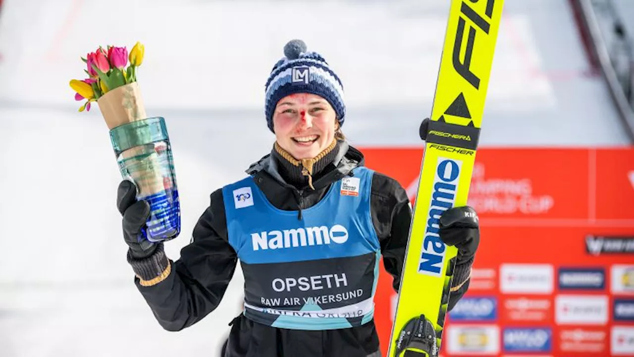 Her face bloodied, Norwegian ski jumper Silje Opseth recovers from fall to set new world record