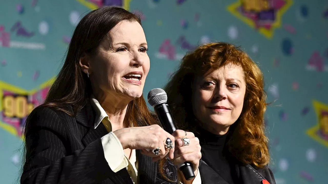 Susan Sarandon, 77, and Thelma & Louise co-star Geena Davis, 68, attend '90s Con together... 33...