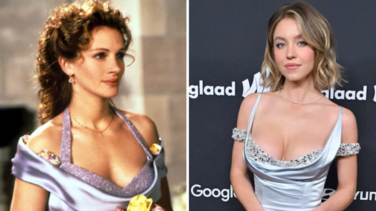 Sydney Sweeney e l'abito Miu Miu ispirato a Julia Roberts