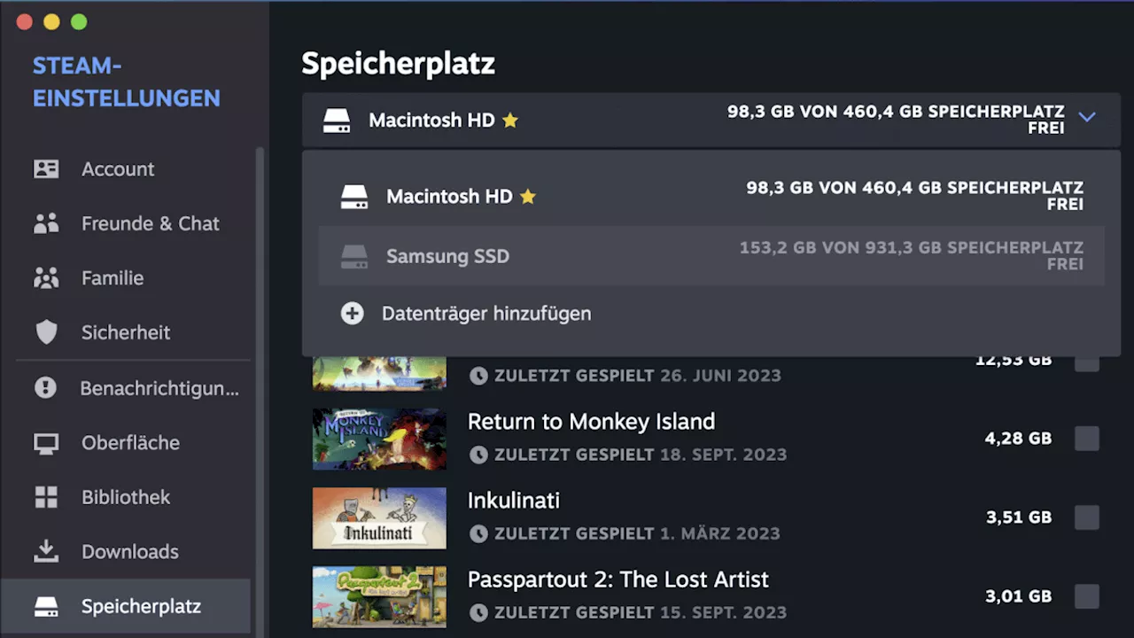 Tipp: Spiele von Steam und Epic Games auf externe SSD auslagern