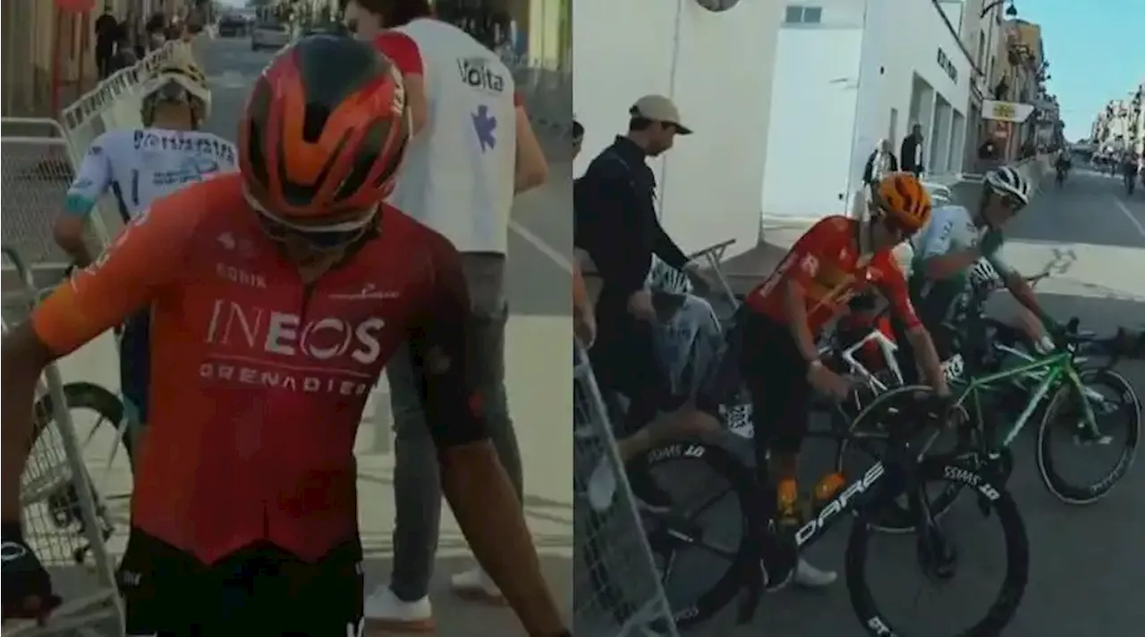 Egan Bernal prendió las alarmas en el Ineos: fuerte caída en Vuelta a Cataluña