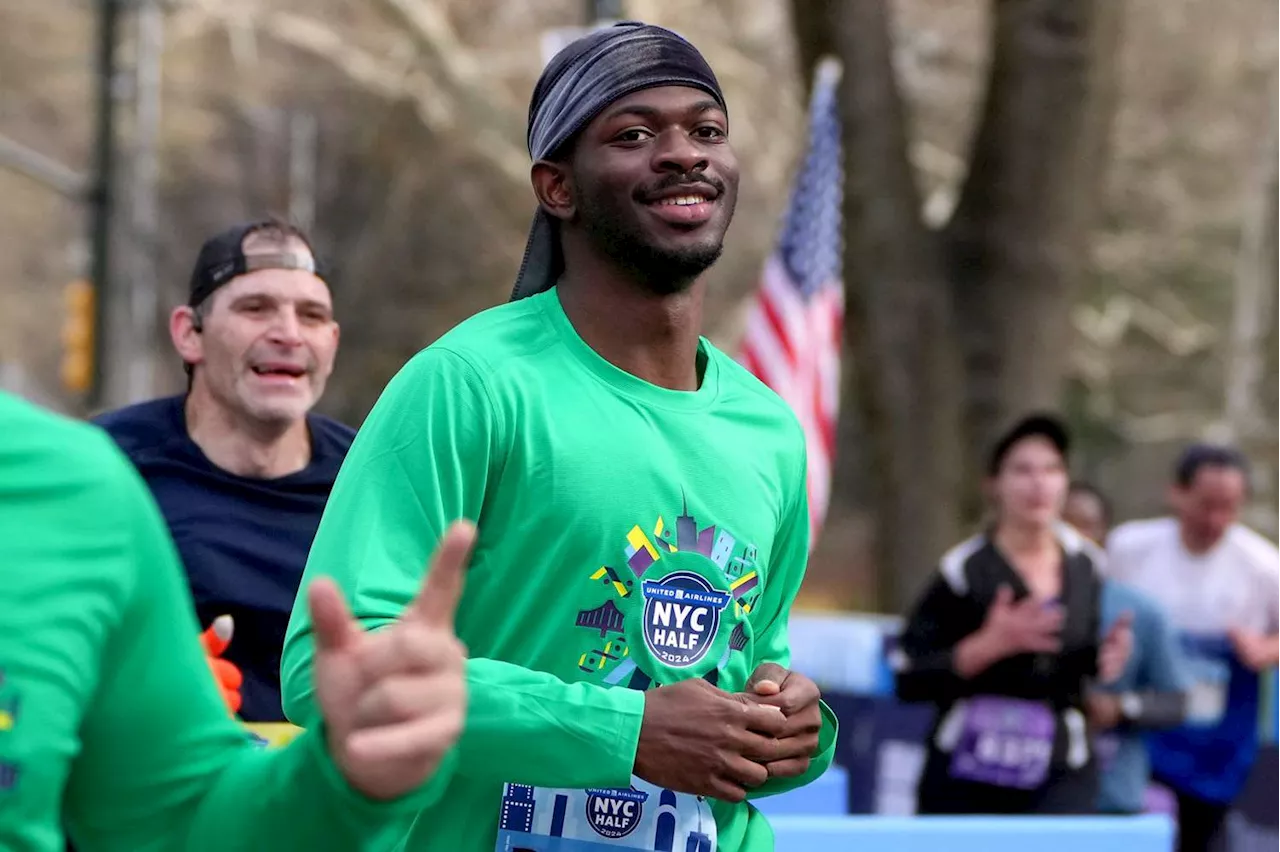 Lil Nas X Wears Coach High-Top Fashion Sneakers for N.Y.C. Half Marathon