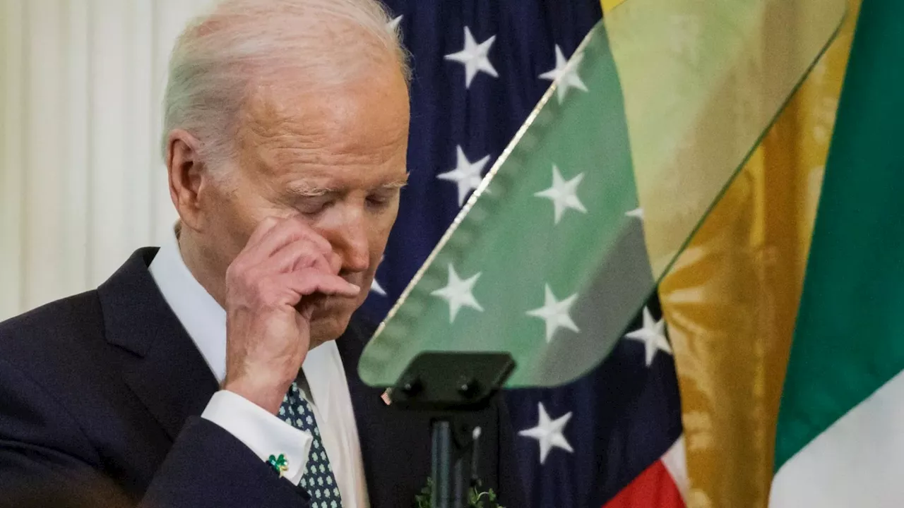 Joe Biden breaks down in tears after moving tribute to late son by Leo Varadkar during shamrock ceremony...