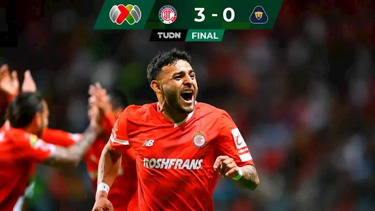 Toluca 3-0 Pumas: Resumen, goles y resultado de la Jornada 12