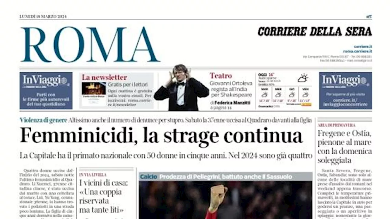 Il Corriere di Roma sull'1-0 col Sassuolo: 'Fondamentale vincere partite così'