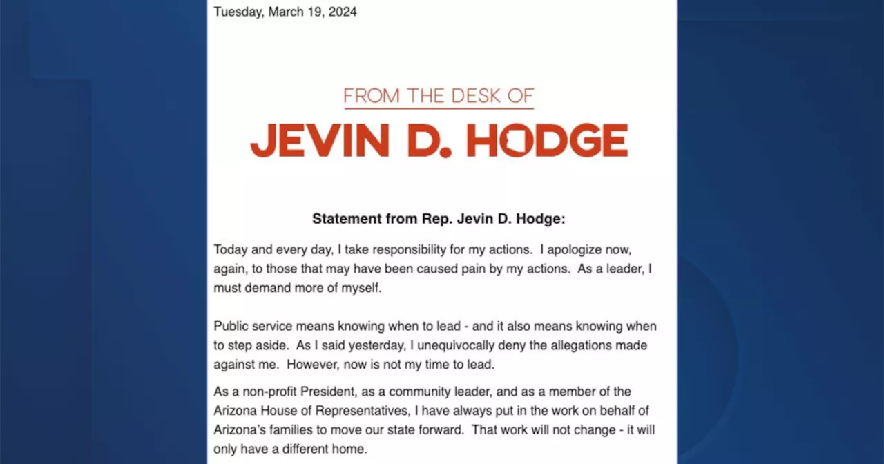 Arizona Representative Jevin Hodge resigns amid past allegations of sexual misconduct