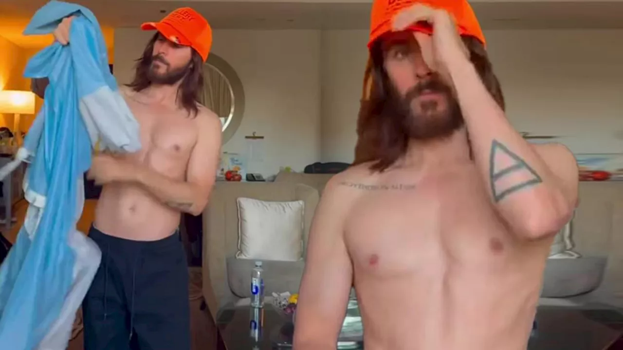 Shirtless Jared Leto, 52, shows off his youthful appearance and ripped body in sizzling video after...