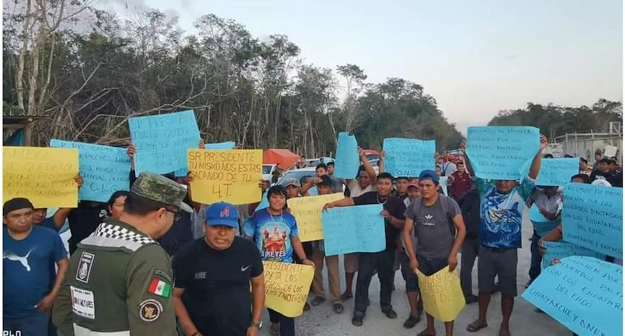 Ejidatarios protestan por incumplimiento de acuerdos tras ceder tierras para Tren Maya y Aeropuerto de Tulum