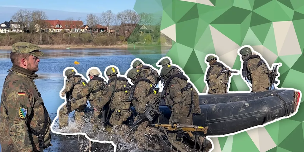 Als „Feind“ an der Elbe angreift, holen Bundeswehr-Pioniere Spezialwaffe raus