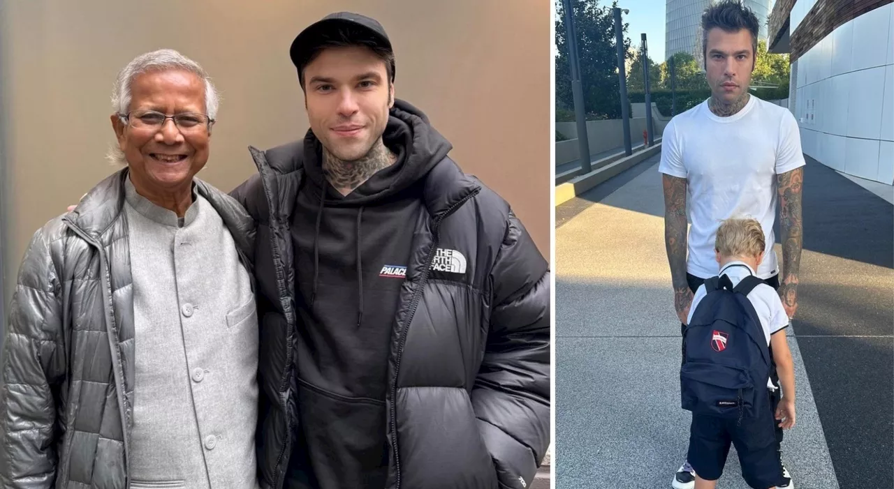 Fedez, gli insoliti auguri di compleanno a Leone e per la festa del papà: una foto col premio Nobel. Cosa sign