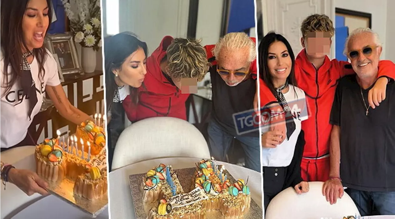 Elisabetta Gregoraci e Flavio Briatore festeggiano Nathan Falco