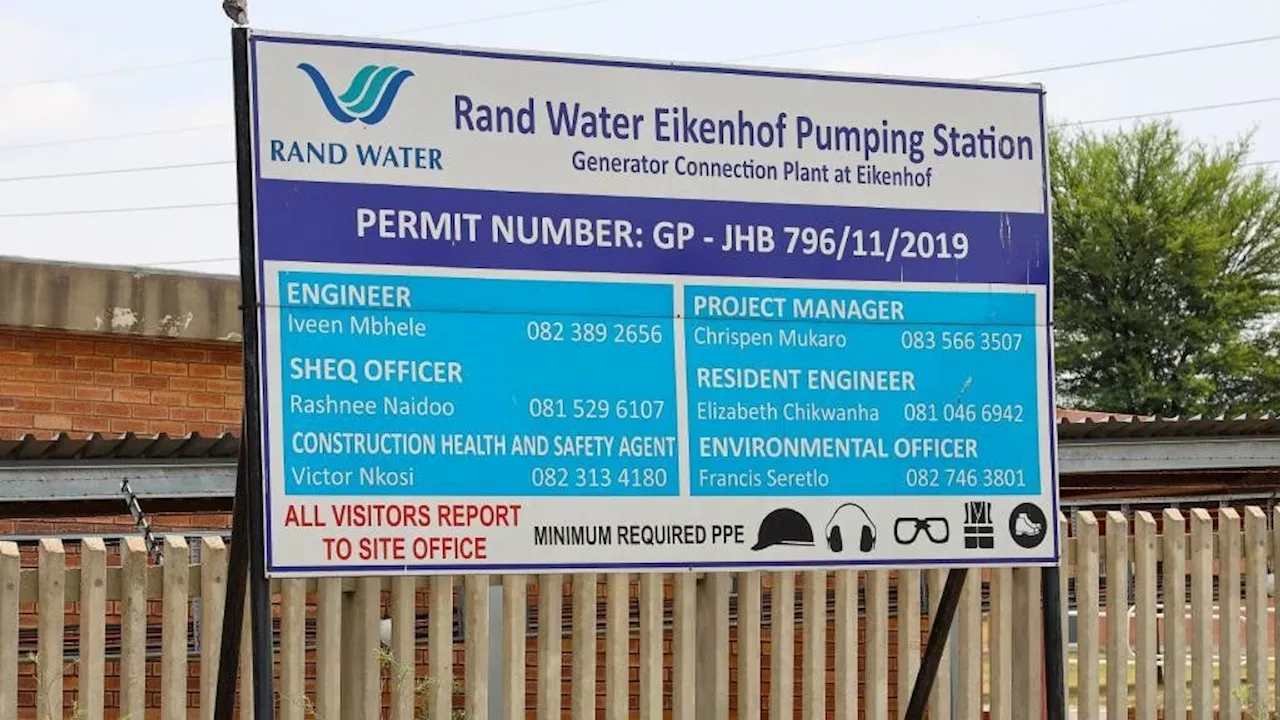 Rand Water instructed to start pumping water after power restored to parts of Joburg