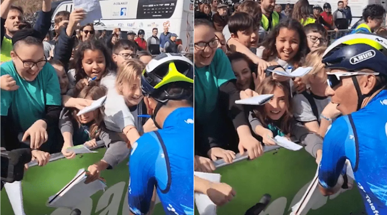 Video: Nairo Quintana desató locura en pequeños fanáticos en la Vuelta a Cataluña