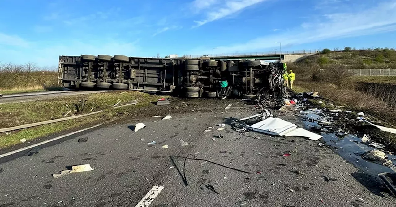 Serious crash between two lorries causes major delays on A1 in ...