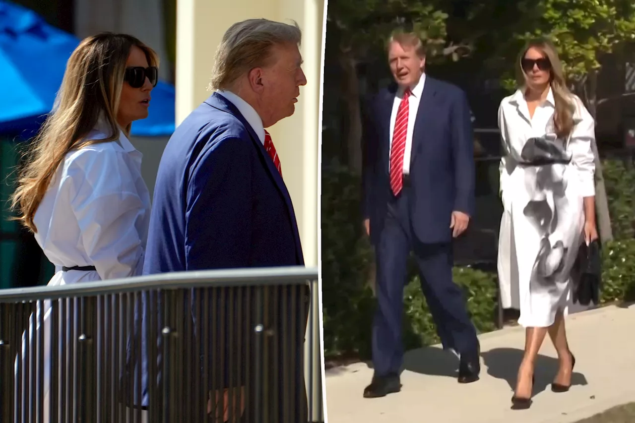 Melania Trump steps onto the campaign trail for the first time with Donald at primary election 